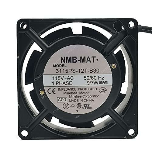 CYRMZAY Ventilador Compatible para NMB-MAT 3115PS-12T-B30 115V 50-60Hz 9-7W 8038 2-Wire cooling Ventilador