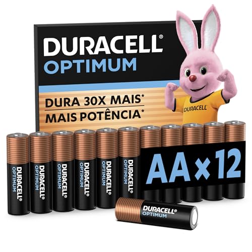 Duracell Pilha Optimum AA Pequena Com 12 Unidades – Dura até 30x Mais – Ideal para Controle Xbox™, Brinquedos e Lanternas