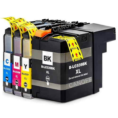 Image of CANOFF Compatible Ink Cartridges for Brother LC539BK XL & LC535C, LC535M, LC535Y XL, High Yield, 4-Pack (1 Black, Cyan, Magenta, Yellow) for DCP-J100 DCP-J105 MFC-J200 Printer