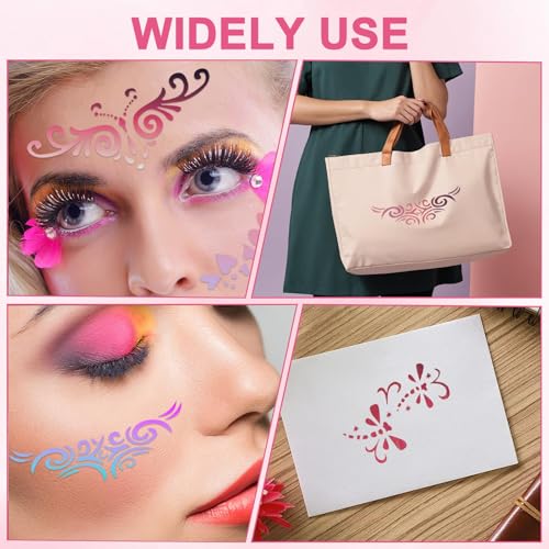 Celblisora 46 Stück Gesichtsbemalungsschablonen, Wiederverwendbare Vorlagen für Halloween-Körperbemalung, Gesichtsbemalung für Make-up,Halloween-Party-Kunstmalerei