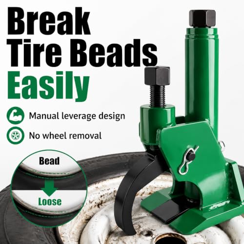 Image of Manual Tire Bead Breaker, Adjustable Hammer Tires Changer Fit for 38 and 42 inches Tire Operation, ATV, Golf Cart, Tractors, Trucks, Heavy Duty Tires Repair (Green(Manual))