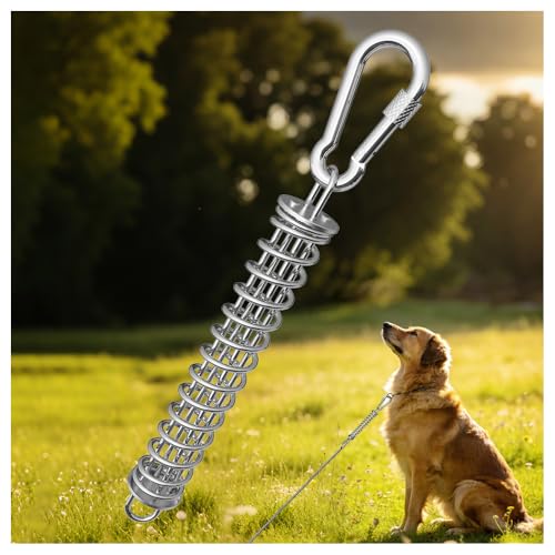 Image of Dog Tie Out Spring, Heavy Duty Shock Absorber Spring for Tie Out Cable & Chain, Rustproof Stainless Steel Buffer, Dog Leash Shock Absorber (1 Spring)