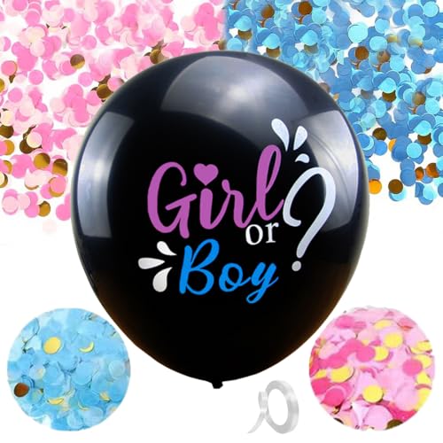 Balão para chá de bebé, balões de 36 polegadas para revelar o género, decorações para festas de revelação de género, menino ou menina, com confetes para festas de revelação de género, chá de bebé,