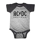 ACDC Back in Black Vintage Smoke Baseball Infant Baby Creeper Snapsuit Romper