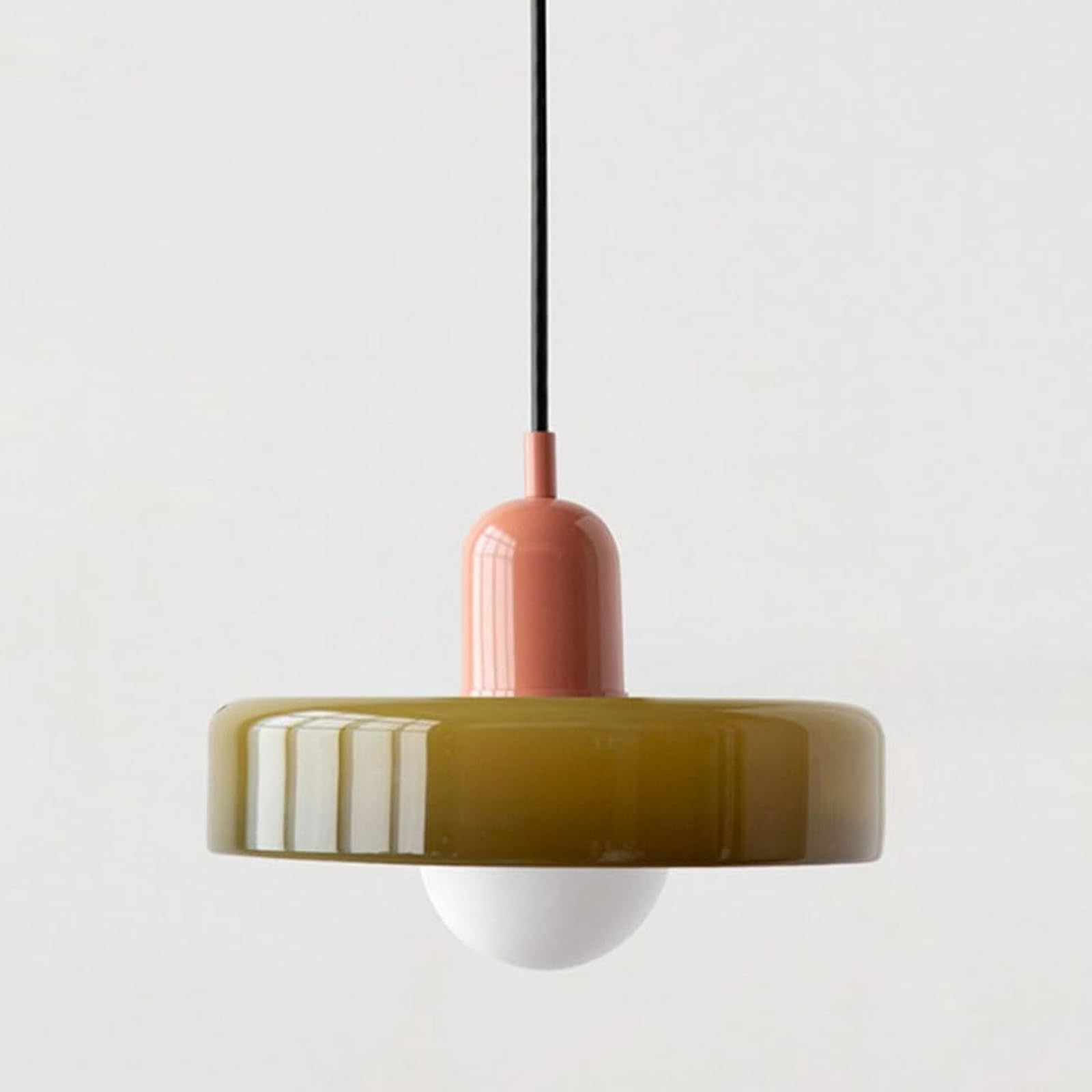 Mid Century Pendant Light Retro Green Glass Hanging Light Farmhouse Single Ceiling Pendant Light Kitchen Island Sink Nordic Modern Chandelier for Bedroom Dinning Room Cafe (Size:25CM,Color:A)