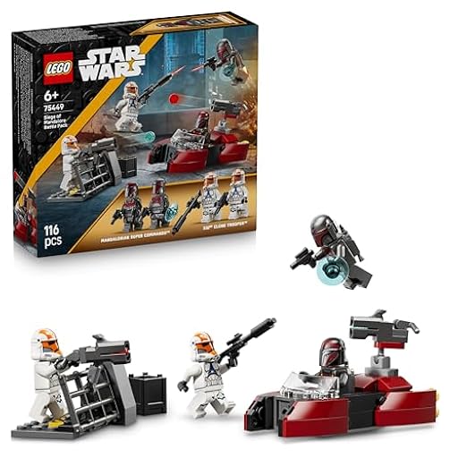 LEGO Star Wars 75449 Pack de Combate: Asedio de Mandalore - Figuras de Acción Inc. 2 Minifiguras de Mandalorianos y 2 Soldados Clon, Moto Speeder de Juguete y Blásters - Regalo para Niños de 6+ Años | Ya disponible en tu tienda friki favorita! En mundofriki.es!