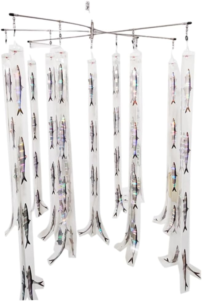 Offshore Fishing Gear, Stainless Steel Fishing Spreader Bar 156 Holographic Strips Saltwater Dredge Teaser for Tuna, Marlin