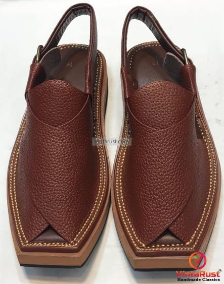 Handmade Kaptaan Chappal, Pure Leather Dotted Textured Sandals, Traditional Peshawari Chappal2