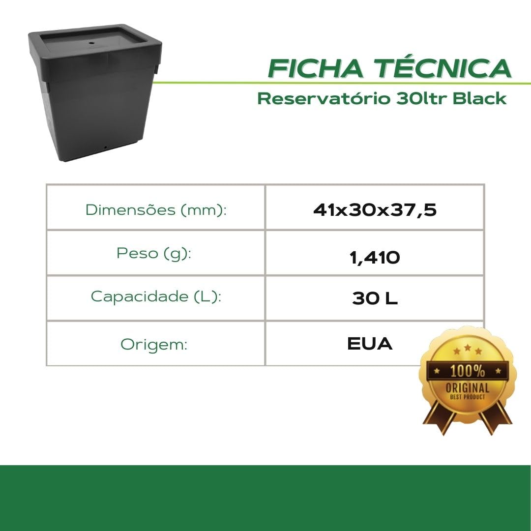 Autopot Wassertank 30L mit Deckel und Dichtung in Schwarz