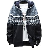 [エアバイ] オルテガ柄 メンズ ニット パーカー あったか フード付き ジップアップ セーター カーディガン 秋 冬 韓国 登山 厚手 学生 事務 仕事 部屋着 羽織 羽織り ポケット付き ジャンパー アウトドア サバゲー ビジネス スポーツ スクール オフィス アメカジ シンプル カジュアル ウインター ストリート おしゃれ ゆったり ゆる かーでぃがん 青 ネイビー 2A-A08-NVXL