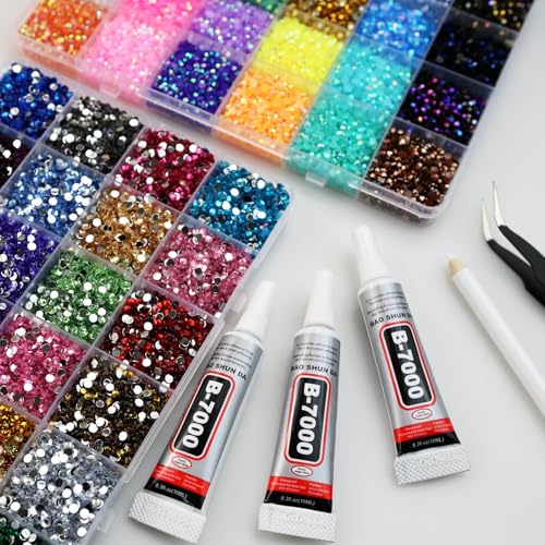 Image of 50000Pcs Resin Rhinestones for Bedazzling Kit, 48 Color 3mm Flatback Gems for Crafting Diamond Art with Jewelry Glue & Tools for Nail Book Painting