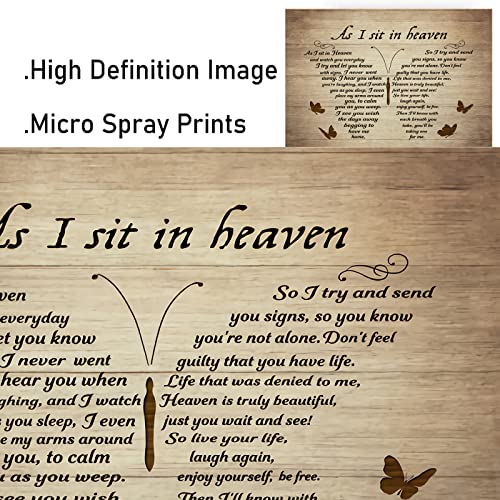 Butterflies Vintage Canvas Wall Art Canvas As I Sit In Heaven And Watch You Everyday Poem Painting On Canvas Wooden Background Rustic Inspirational Quotes Wall Art Paintings Quotes Poem Room Decoration For Living Room Kitch Wall Hanging Paintings No Frame (16" X 24") #TOP5