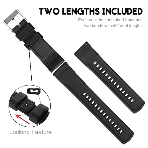 Image of Ritche Christmas Gift Silicone Watch Bands 18mm 20mm 22mm 24mm Quick Release Rubber Watch Bands for Men, White Elephant Gifts, Stocking Stuffers For Men