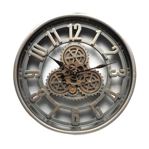 VoltShine Reloj de Pared de 50x50x7 cm con Engranajes en Movimiento, Ideal para Decorar y Dar un Toque Vintage en Cualquier Espacio.