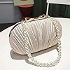 RAN Pochette de Banquet Bourse Sac à bandoulière de soirée pour Femme avec poignée supérieure en Perle synthétique et chaîne détachable (Color : Beige) #3