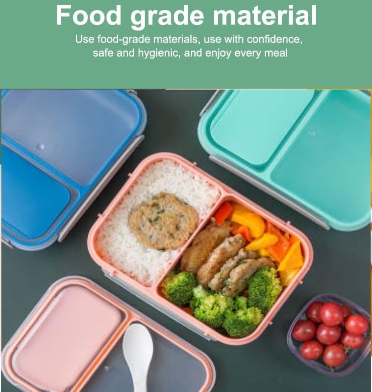 2 Pack, Pair - Lunch Box Set, Bento Box, Food Container for Adults, Kids, Baby for School, Work, Daycare. Lunch Boxes wirh 2 Compartments, Leak Proof, Spoon. (Blue/Peach - 1200ML) 6 51IYQeRdpfL. AC