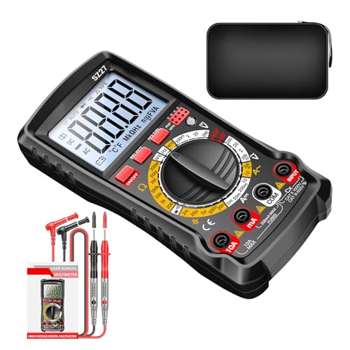 YAOPIU Multímetro Digital - Kit Detector de Batería de Coche | Probador de Voltaje,para Enchufe, Circuito, Aplicaciones Automotrices y Eléctricas en Hogar, Garaje, Taller e Industrial