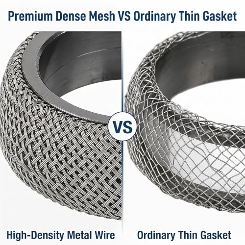 Image of 3 Inch 76mm Exhaust Donut Gasket, Stainless Steel Mesh Reinforced Exhaust Flange Gasket, High Temp Leak-Proof Muffler Gasket for 3 inch Exhaust Pipe /Muffler /Manifold, 2 Pack
