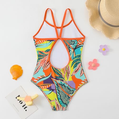 Girls One Piece Swimsuit Kids Girl Halter Quick Dry Swimwear Beach Summer Floral Bathing Suit 4-12 Years2
