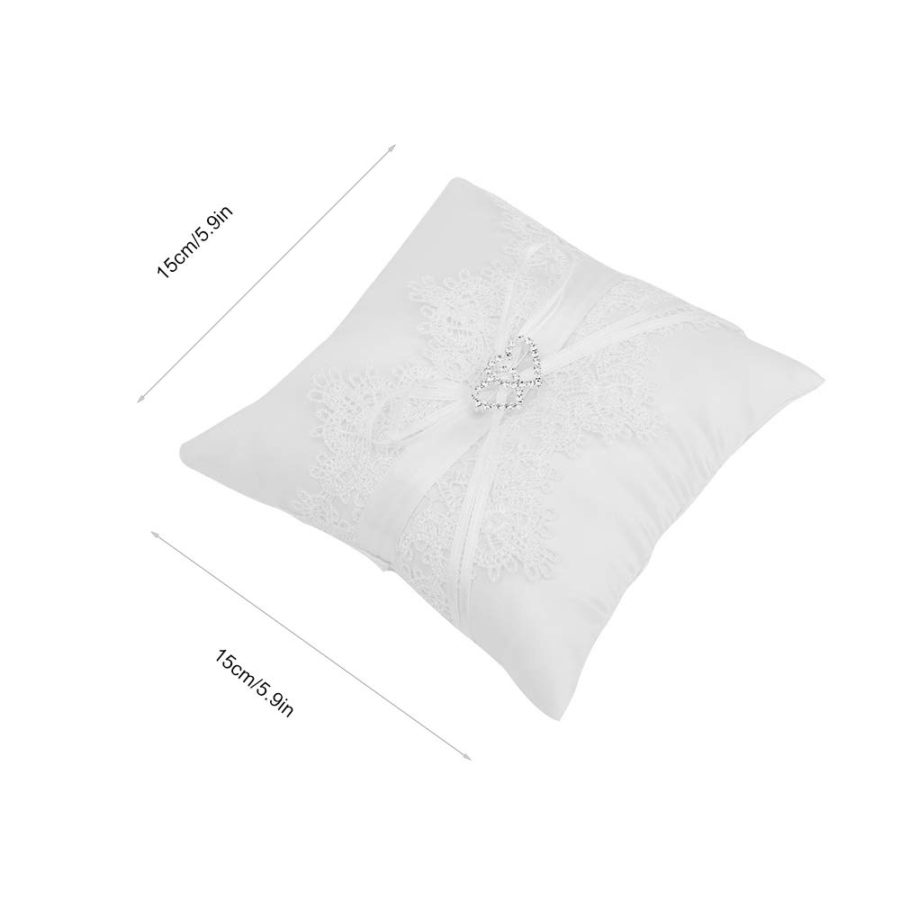 Joyzan Cuscino Fedi Nuziali, Cuscino Porta Fedi Matrimonio Anello Nuziale per Anelli Proposte Matrimonio Cerimonie Forniture Decorazione Festa con Fiocco Raso Accessori Cuscinetto Cuori Strass Cuore