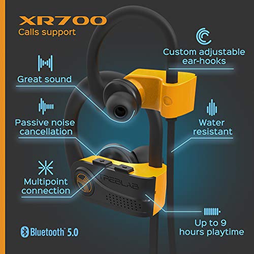 Treblab Xr700 - Top Bluetooth Wireless Earbuds - Bluetooth 5.0 Ipx7 Waterproof Sports Headphones, Adjustable Earhooks, Rugged Workout Earphones, Noise Cancelling Microphone In-Ear #TOP6