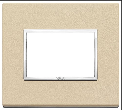 Vimar Serie Eikon Evo – Placca 3 moduli Pelle Naturale Serie Eikon Crema
