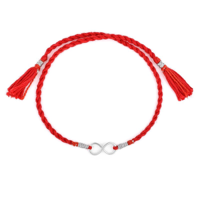 Image of ROOVI Pure 925 Sterling Silver Rakhi for Bhai with Roli Chawal | Chandi Ki Rakhi Original | Krishna Morpankh, Trishul, Ganesh, Ram, Om, Evil Eye, Infinity Rakhi for Brother With Certificate