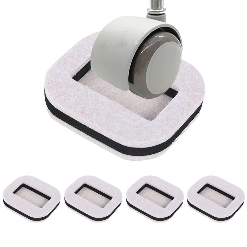 Goodern 5PCS Furniture Caster Cups With Felt Pads - Reusable Coasters, Wheel Stoppers for Bed Frames - No Scratches Cups for Hardwood Floors Protectors - Beige