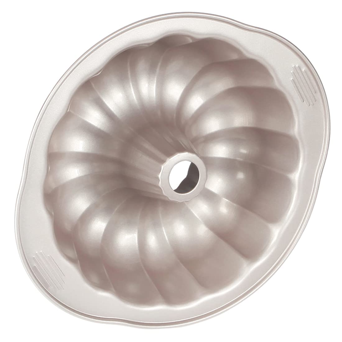 Teglia per torta a tubo scanalato antiaderente, resistente 22,5 cm in acciaio al carbonio scanalato anello stampo per laghetto tortiera per cottura con manici per forno bakeware champagne oro