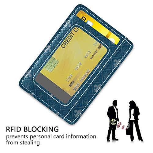 susiyo Blue Fleur De Lis Slim Minimalist Wallets Rfid Blocking Card Wallets PU Leather Front Pocket Wallets for Men Women3