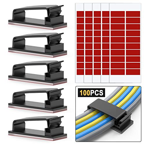100 Stück Kabel-Clips, 3M Selbstklebende Kabelschellen, Drahthalter, Kabel Management, Kabelklemme, Ethernet-Kabel-Organizer, Desktop-Kabel-Halter,