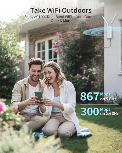 BrosTrend AC1200 Outdoor WiFi Extender Long Range, Dual Band 5GHz + 2.4GHz, IP65 Weatherproof Gigabit Signal Booster, PoE Powered, with Passive PoE Injector, 2x 5dBi Antennas, Works for Yard, Farm, RV - Image 4