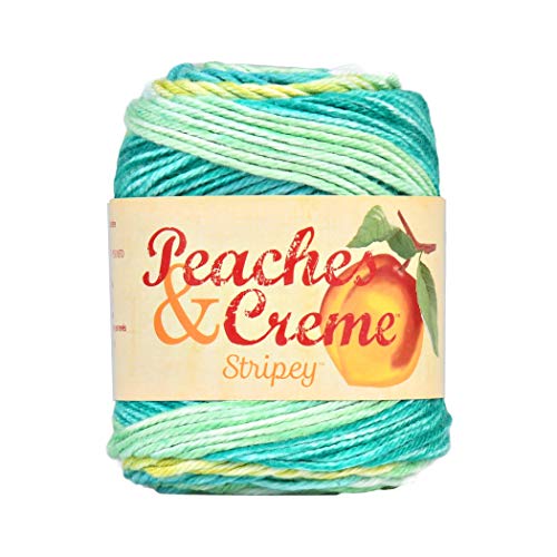 Peaches N Crème P&C Yarn, Stripey Green Stripes, 95 Yards