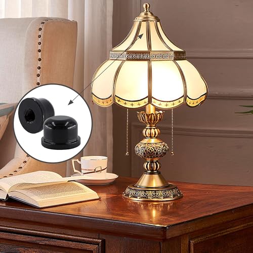 Image of 4PCS Solid Lamp Finials Caps Tapped, Knob On Top of The Harp Lampshade Stand, Harp Lamp Finial Knob, 1 /2 inch Tall, Black