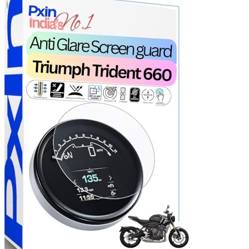 Image of Pxin Anti-Glare & Anti- Reflection Screen Guard compatible with Triumph Trident 660 Bike Speedometer| Plasma Layer | Scratch Resistant | 4K HD Clarity | No Fingerprint