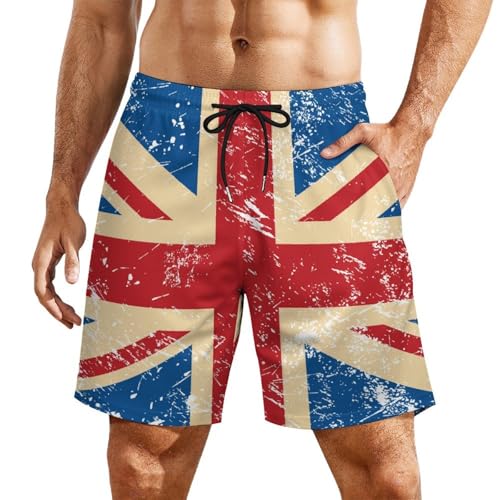 Pantalones cortos de playa vintage británicos con bolsillos y cordón ajustable