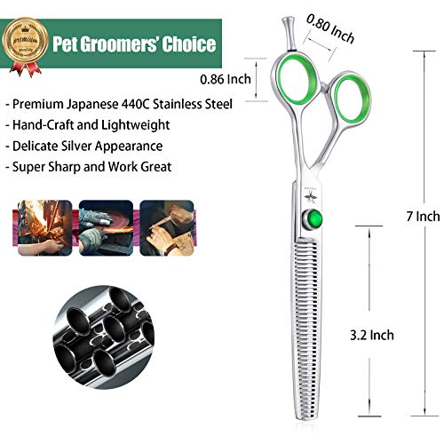 PURPLEBIRD 7 Inch Straight Dog Grooming Scissors Professional Pet Thinning Texturizing Shears Safety Noiseless Blunt Tip Trimming Shearing for Dogs Cats Japanese Stainless Steel Silver PURPLEBIRD 7 Inch Straight Dog Grooming Scissors Professional Pet Thinning Texturizing Shears Safety Noiseless Blunt Tip Trimming Shearing for Dogs Cats Japanese Stainless Steel Silver
