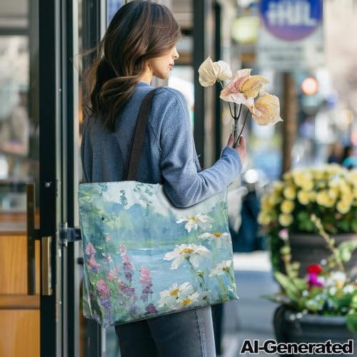 Image of Art Lover Zippered Tote Bag Waterproof Large Work Tote Bags, Artwork Women's Purse Handbags Travel Totes