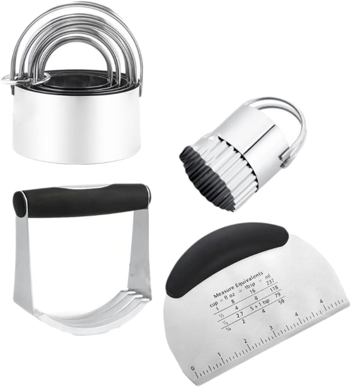 Stainless Steel Cookie Cutter Set Dough Chopper and Biscuit Molds, 3pcs Baking Tool Kit for Home Baking and Pastry Preparation
