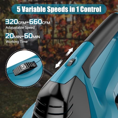 Leaf 21V Akku Laubsauger mit Akku und Ladegerät, Akku Laubbläser mit Akku und Ladegerät, Elektro Laubsauger Gardena, 4000mAh Batterien, Bürstenlosem Motor – Bild 2