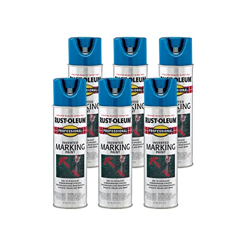 Image of Rust-Oleum 2524838-6PK Professional Inverted Marking Spray Paint, Caution Blue, 15 Ounce (Pack of 6)