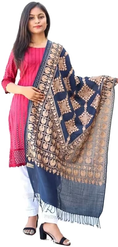 Amrit Trading Company Kashmiri Embroidery Shawl for Women and Men, Floral Border Design, Woolen Stole, Women Stole (Pack of 01) ATC_Shawls_69-image-48