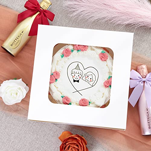Moretoes MORETOES201905160010 24Pcs Cake Boxes, 10X10X5 Inches White Square Bakery Boxes thumb #6