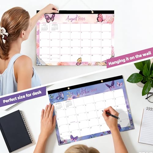 Image of ZTX Desk Calendar 2026-2027,17 inchx12 inch Jul.2026-Dec.2027 Butterfly