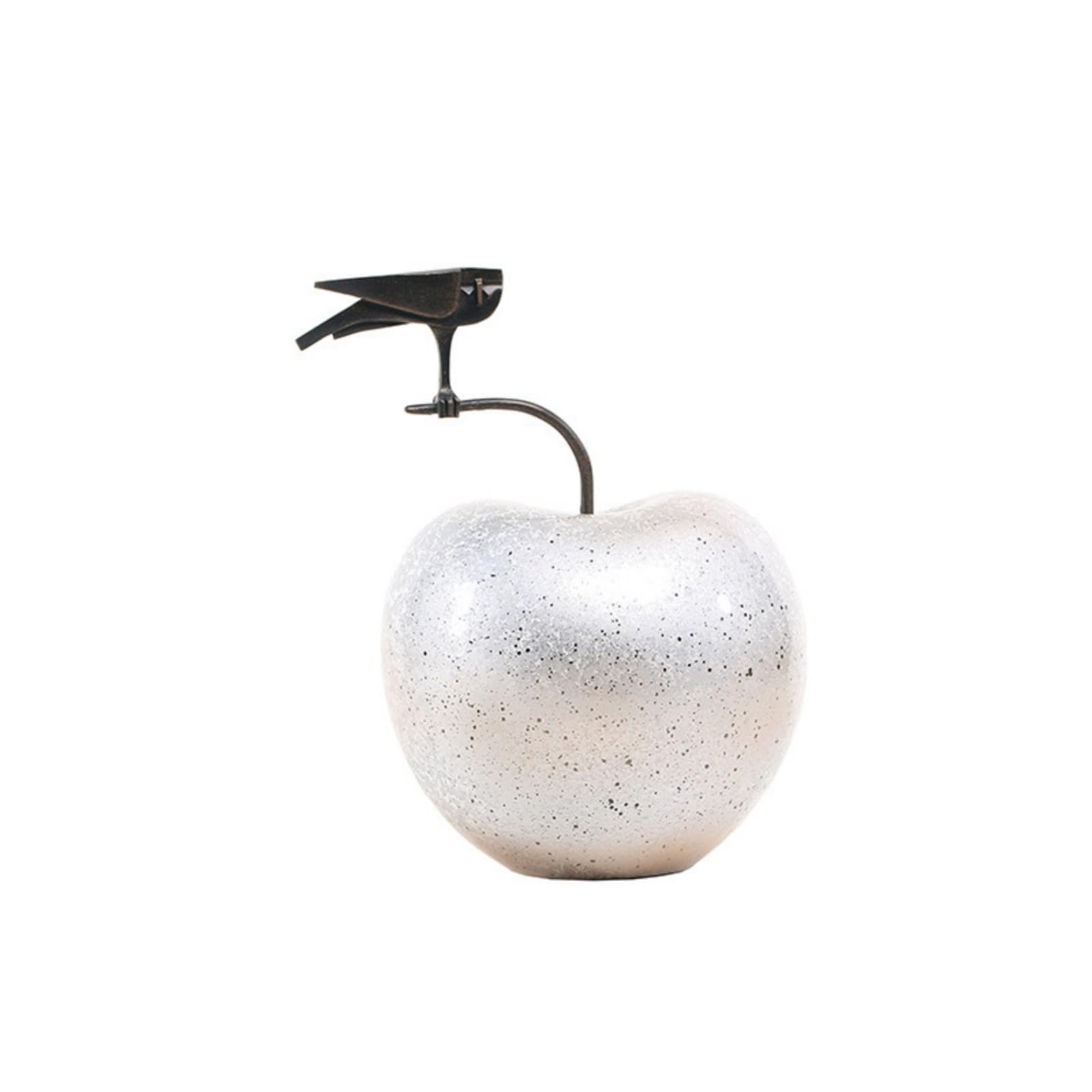 Apfel-Dekofigur glänzend Dekoapfel gebogener Stiel Apfelfigur für Schreibtisch, Regal, Modellraum, Groß 25 18 28cm, Rot