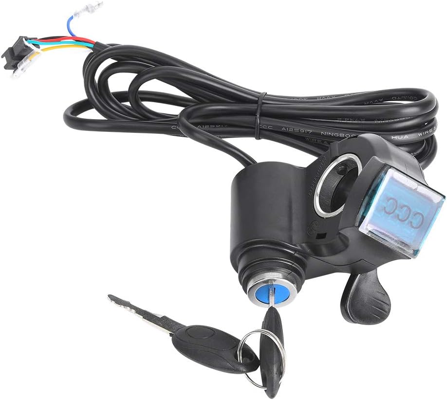 E Voltage Display, Black Plastic E Thumb Throttle LCD Display Digital Battery Voltage Power Switch with Keys Replacement for Electric Vehicle General Accessories