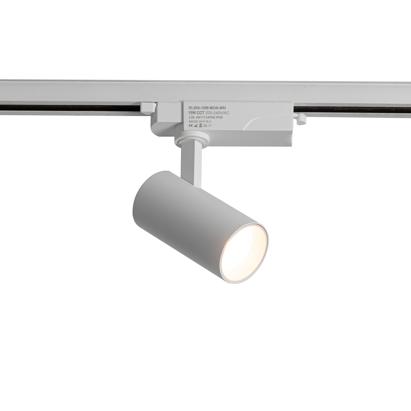 Alpinaluz Foco LED para Carril Monofásico 15W 1500lm CCT Seleccionable 2700K-4000K-6000K Orientable Blanco Mate con Ángulo de Apertura de 40° para Iluminación Comercial y Residencial