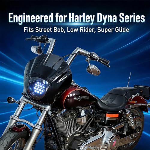 Image of Quarter Fairing Windshield Kit for Harley Dyna 2006-2017, Street Bob FXDB, Super Glide FXD FXDC, Low Rider FXDL FXDLS, Club Style Front Fairing, w / Brackets Quick-Release 49mm Fork Clamps