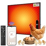 Heromind 200W Smart Chicken Coop Heater with Thermostat – Check Temperature, APP-Controlled Temperature & Timer, Big Heat Plate for Chicken Coop, Fireproof Chick Heat Plate, 23" x 20"