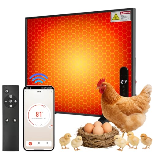 Heromind 200W Smart Chicken Coop Heater with Thermostat Check Temperature APP-Controlled Temperature & Timer Big Heat Plate for Chicken Coop Fireproof Chick Heat Plate 23 x 20